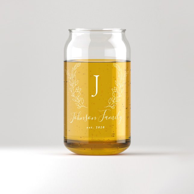 Monogram and name script elegant personalized can glass (Creator Uploaded)