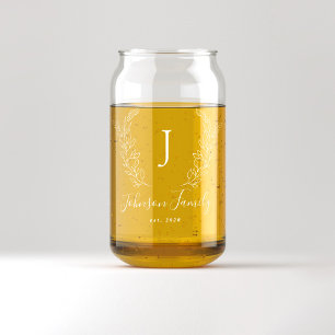 Monogram and name script elegant personalized can glass