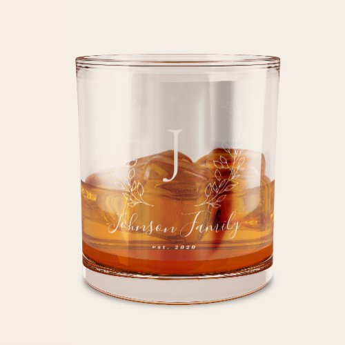 Monogram and name script elegant personalized whiskey glass