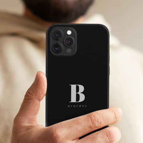 Monogram and name simple custom typography  iPhone 15 case