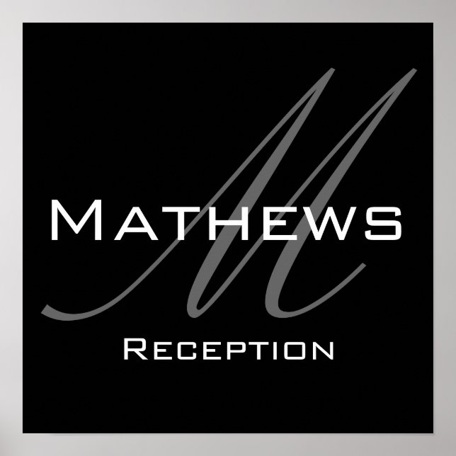 Monogram and Name Wedding Reception Sign (Front)
