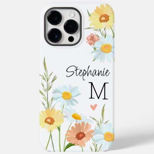 Monogram and Name Wildflower  Case_Mate iPhone 14 Pro Max Case