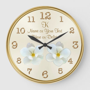 Monogram and Personalized Magnolia Clock