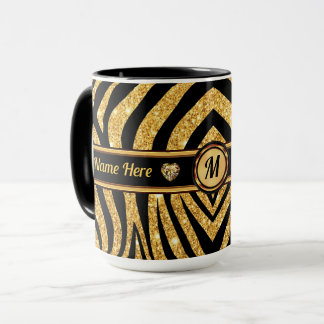 Monogram and Personalized, Zebra Print Mugs