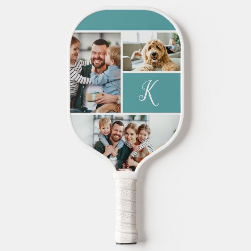 Monogram and Photo Collage Pickleball Paddle