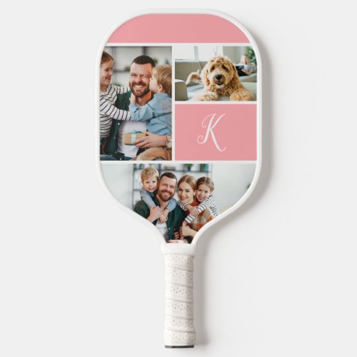 Monogram and Photo Collage Pickleball Paddle