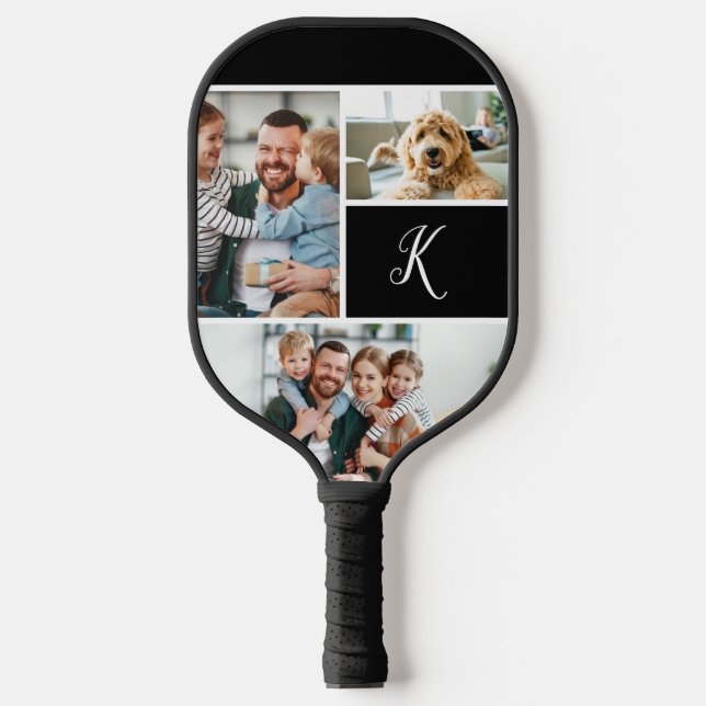 Monogram and Photo Collage Pickleball Paddle (Front)