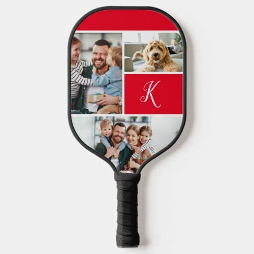 Monogram and Photo Collage Pickleball Paddle