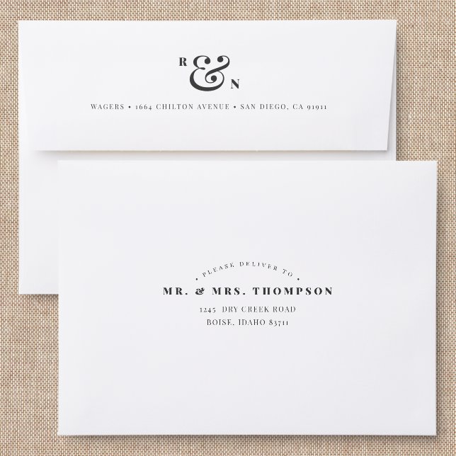 Monogram and Serif Back Addressed Envelopes (Linen)
