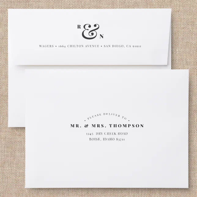 Monogram and Serif Back Addressed Envelopes