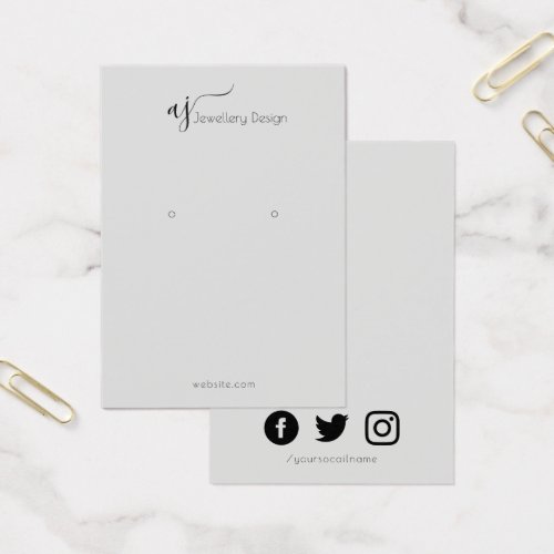 Monogram and social media earring display card