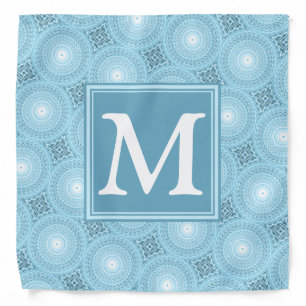 Monogram angel blue circles pattern bandana
