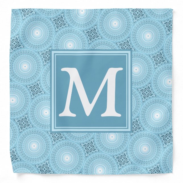 Monogram angel blue circles pattern bandana (Front)