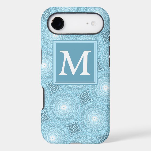 Monogram angel blue circles pattern Case-Mate iPhone case (Back)