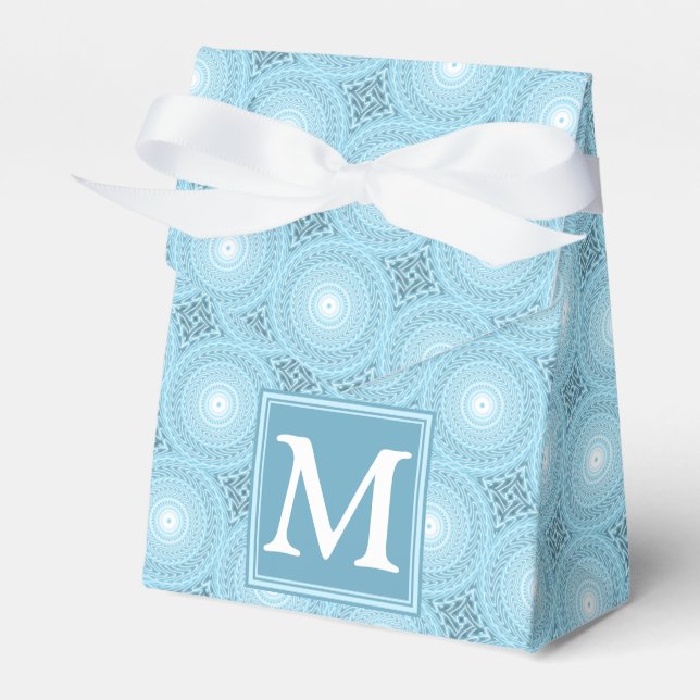 Monogram angel blue circles pattern favor boxes (Front Side)
