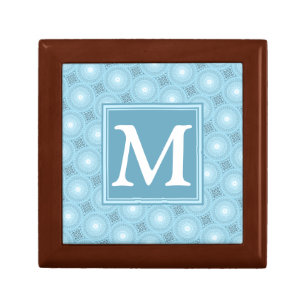 Monogram angel blue circles pattern gift box