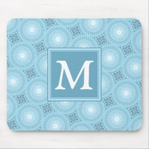 Monogram angel blue circles pattern mouse pad