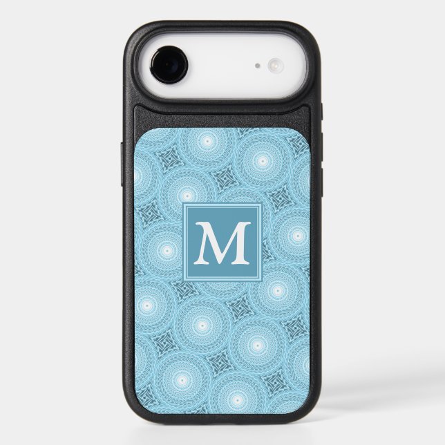 Monogram angel blue circles pattern OtterBox iPhon iPhone Case (Back)
