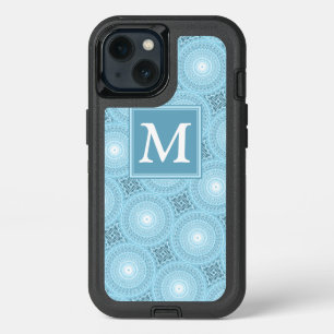 Monogram angel blue circles pattern OtterBox iPhon iPhone 13 Case