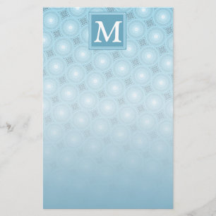 Monogram angel blue circles pattern stationery