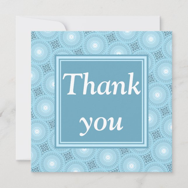Monogram angel blue circles pattern thank you card (Front)