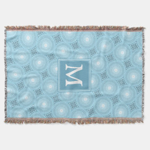 Monogram angel blue circles pattern throw blanket