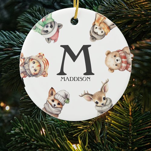 Monogram Animal Christmas Tree Ornament