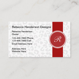 Monogram Animal Pattern Stylish Design Business Card