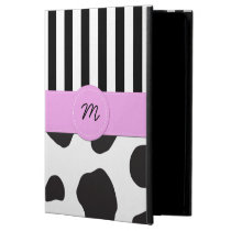 Monogram - Animal Print, Cow Spots - Black White Cover For iPad Air