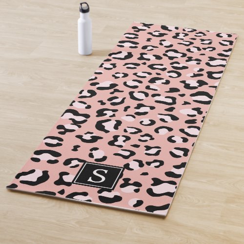 Monogram _ Animal Print Spotted Leopard _ Pink Yoga Mat