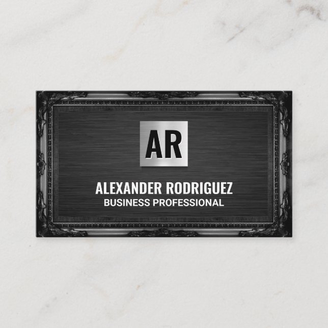 Monogram | Antique Black Frame Business Card (Front)