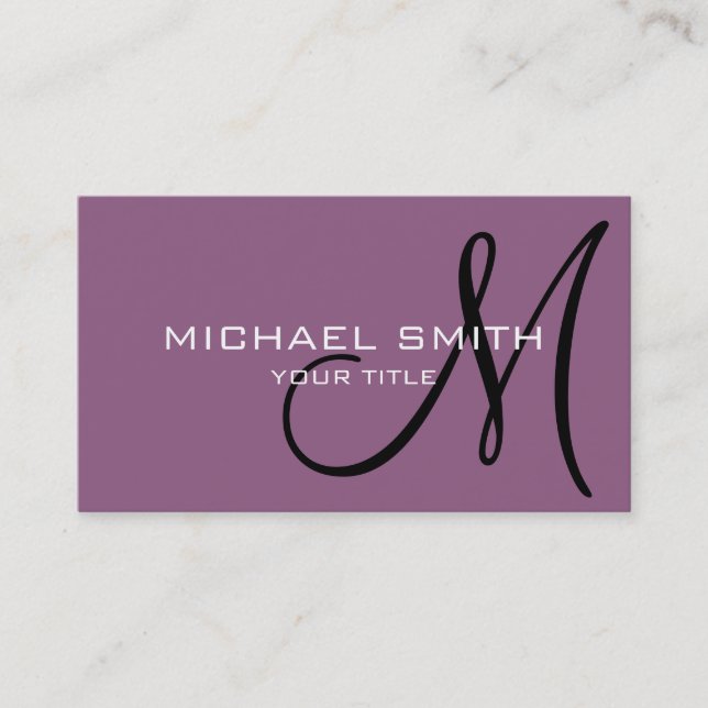 Monogram Antique fuchsia color background Business Card (Front)