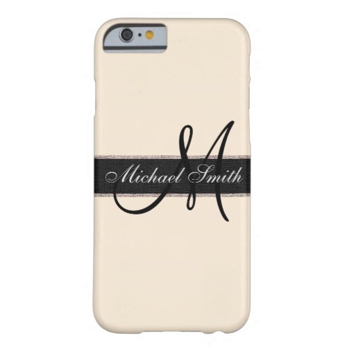 Monogram Antique white Color Background Barely There iPhone 6 Case