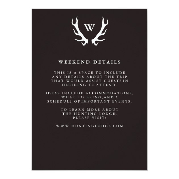 Monogram Antlers Hunting Bachelor Party Invitation