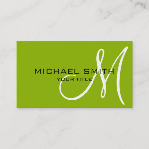 Monogram Apple green color background Business Card