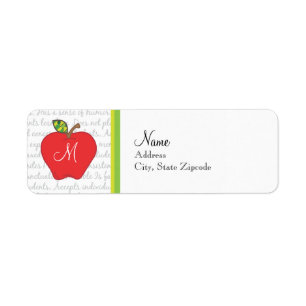 Monogram Apple Return Address Label