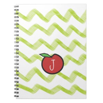 Monogram Apple Teacher Spiral Notebook by BiskerVille at Zazzle