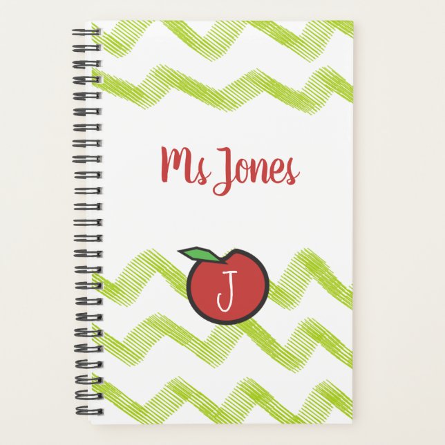 Monogram Apple Teacher Weekly Monthly Planner (Front)