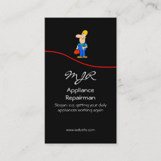 Monogram, Appliance Repairman, red swoosh Business Card