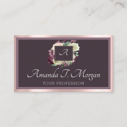 Monogram Appointment Card Rose Marsala DustyFloral