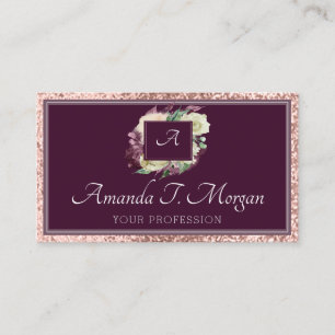 Monogram Appointment Card Rose Marsala FloralEvent