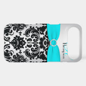 Monogram Aqua Black Silver Damask iPhone 4 Vibe Case-Mate iPhone Case (Back (Horizontal))
