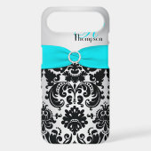 Monogram Aqua Black Silver Damask iPhone 4 Vibe Case-Mate iPhone Case (Back)