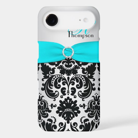 Monogram Aqua Black Silver Damask iPhone 4 Vibe Case-Mate iPhone Case (Back)