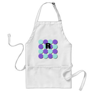 Monogram Aqua & Blue Polka Dots Adult Apron