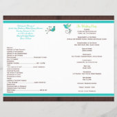 Monogram Aqua Brown Green Floral Wedding Program (Back)