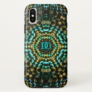 Monogram Aqua Gold Geometric Artistry iPhone XS Case