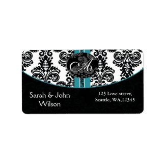 Monogram aqua ,return address label