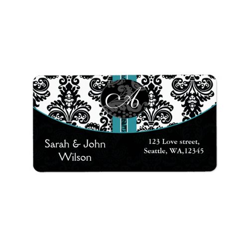 Monogram aqua return address label