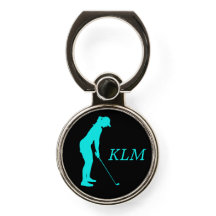Monogram Aqua Teal Silhouette Golfer